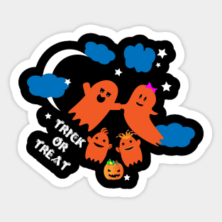 Trick Or Treat Cute Ghosts Family Fly Halloween Candys Sweets Sticker